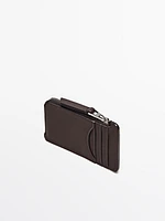 Nappa leather zipped card holder