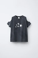 GLITTER PRINT CUTOUT T-SHIRT