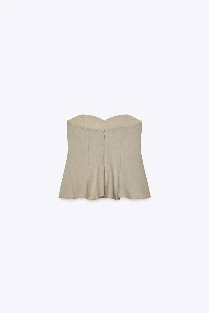 STRAPLESS LINEN TOP