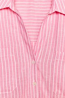CHEMISE COURTE À RAYURES AVEC LIN