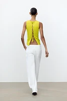 RIBBED KNIT TOP WITH LACED-UP BACK