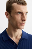 RIBBED KNIT POLO SHIRT