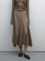 Asymmetric flounce midi skirt