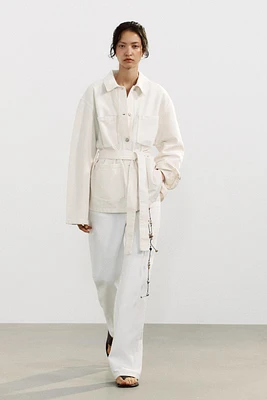 BELTED TRF DENIM JACKET