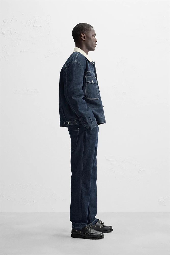 CONTRAST COLLAR DENIM JACKET