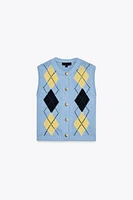 TOP GILET EN MAILLE À LOSANGES