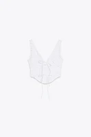 EMBROIDERED EYELET CORSET TOP