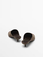 Split suede heeled shoes