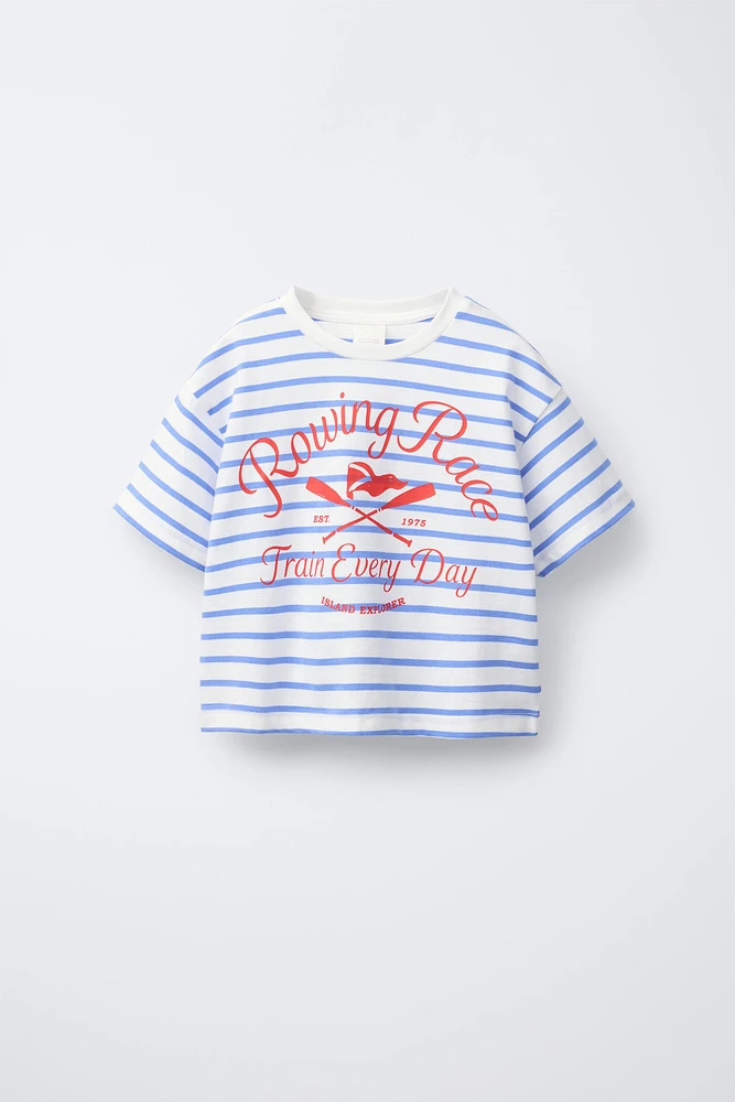 T-SHIRT À RAYURES IMPRIMÉ NAUTIQUE