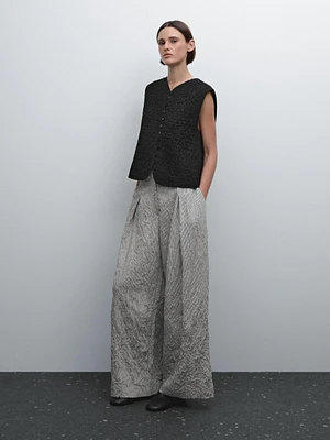 Striped voluminous fabric trousers