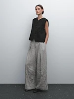 Striped voluminous fabric trousers