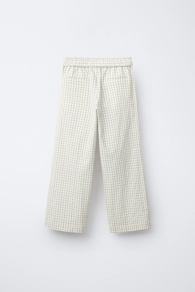 STRAIGHT-LEG PLAID PANTS