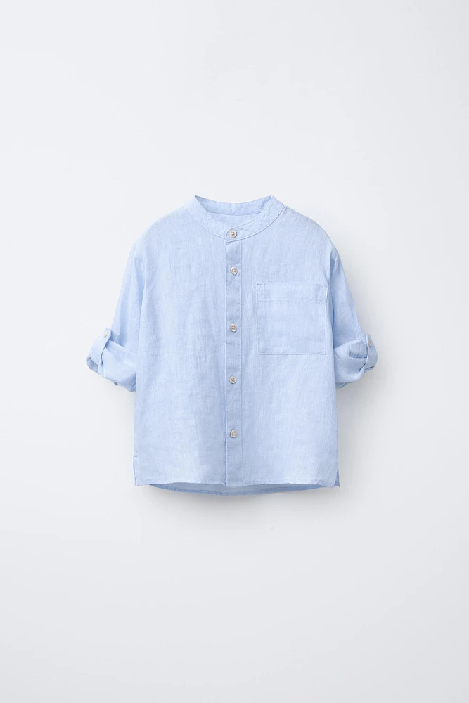 100% LINEN MANDARIN COLLAR SHIRT