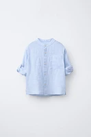 100% LINEN MANDARIN COLLAR SHIRT