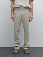 Pantalon tapered fit 100 % lin