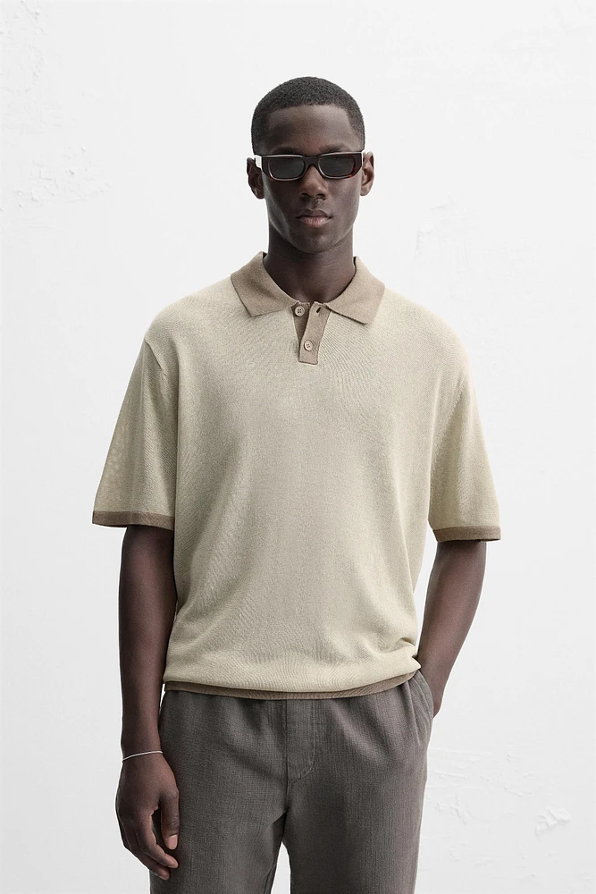 CONTRAST KNIT POLO