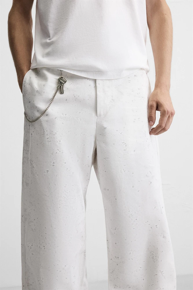 WIDE FIT ABSTRACT PRINT PANTS