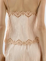 Flowing top with blonde lace detail
