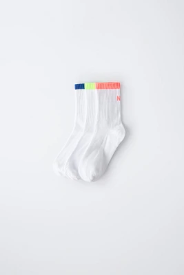 THREE-PACK OF NEON LETTER SOCKS