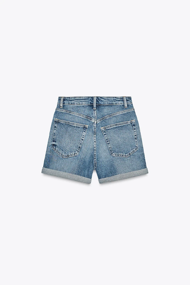 SHORT EN JEAN TAILLE HAUTE TRF MOM FIT