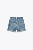 SHORT EN JEAN TAILLE HAUTE TRF MOM FIT