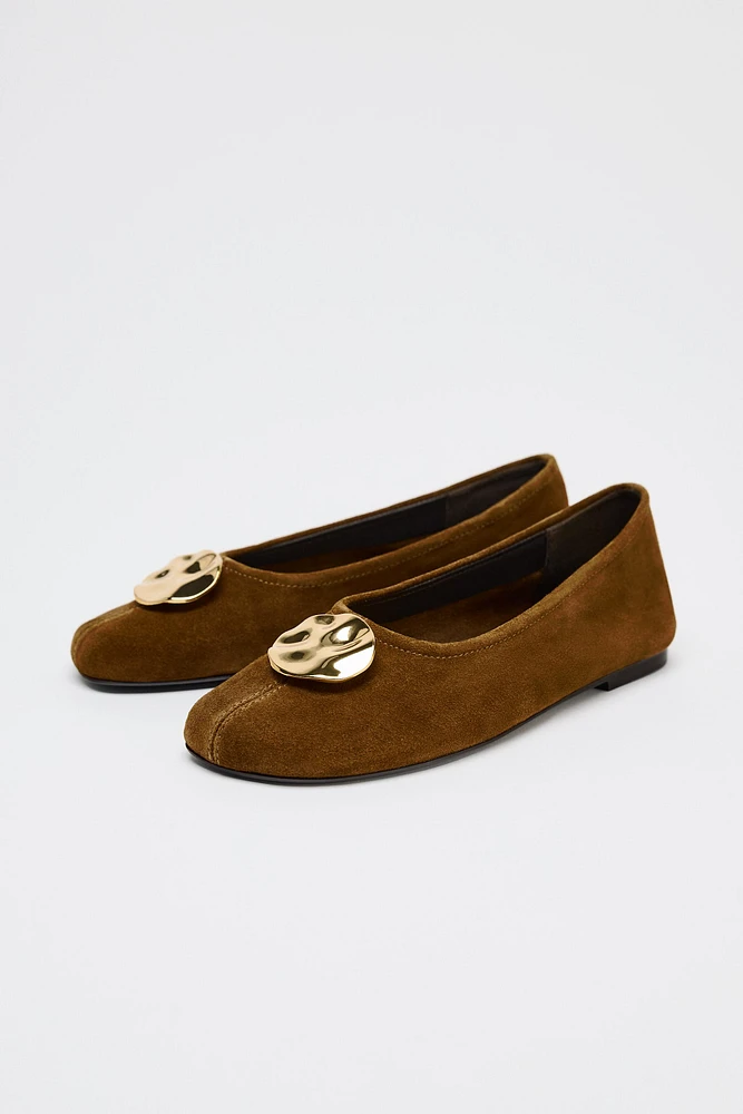 SUEDE LEATHER BALLET FLATS