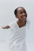 EMBROIDERED FLORAL GAUZE DRESS