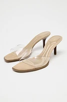 HIGH HEELED VINYL SANDALS