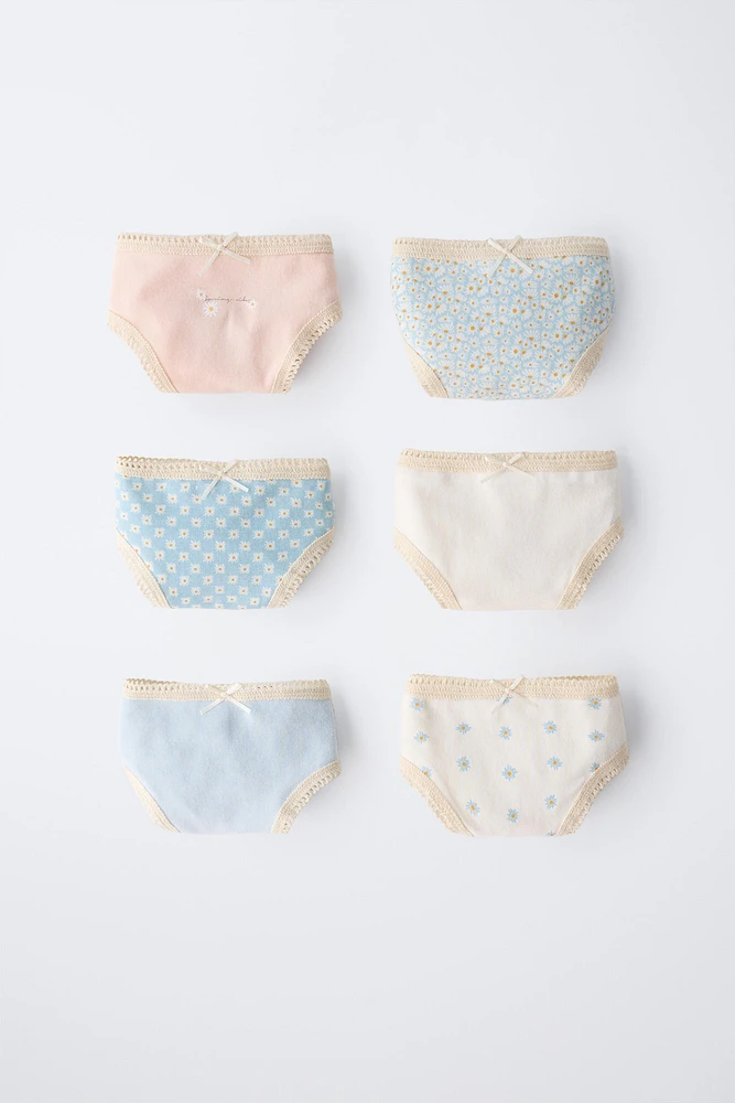 AGES 2-6/ SIX-PACK OF DAISY PRINT BRIEFS