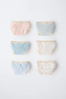 AGES 2-6/ SIX-PACK OF DAISY PRINT BRIEFS