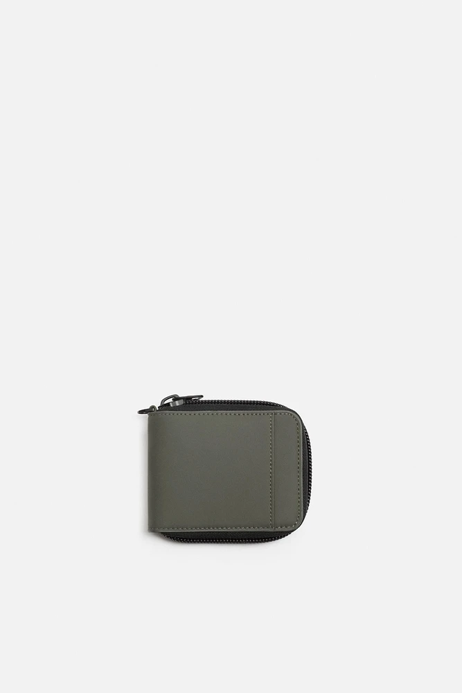 ZIPPERED RUBBERIZED WALLET