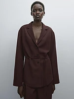 Semi-textured blazer with belt