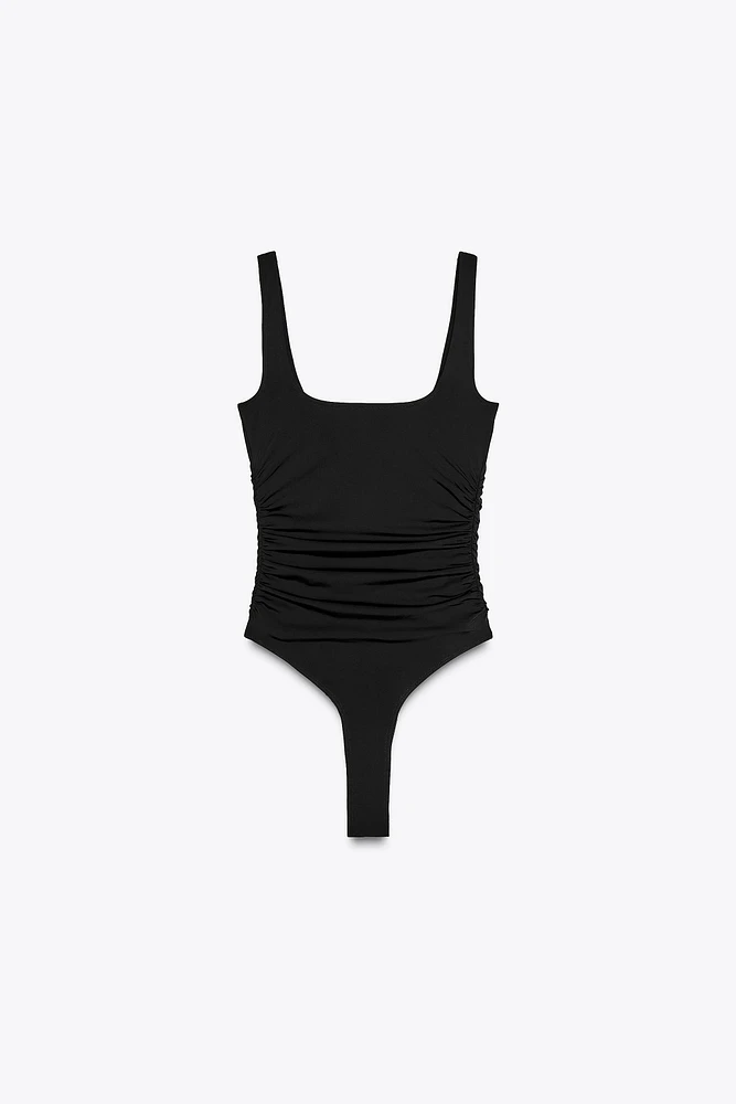 RUCHED POLYAMIDE BODYSUIT