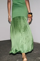 PLEATED KNIT COMBINATION DRESS