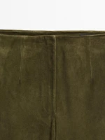 Pantalon balloon en cuir finition daim