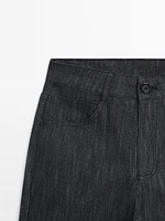Straight-leg flecked cotton blend trousers