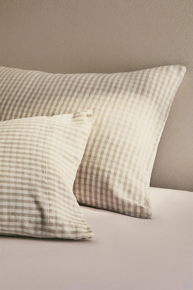 DYED THREAD CHECK PILLOWCASE