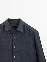 Slim fit faded 100% linen shirt