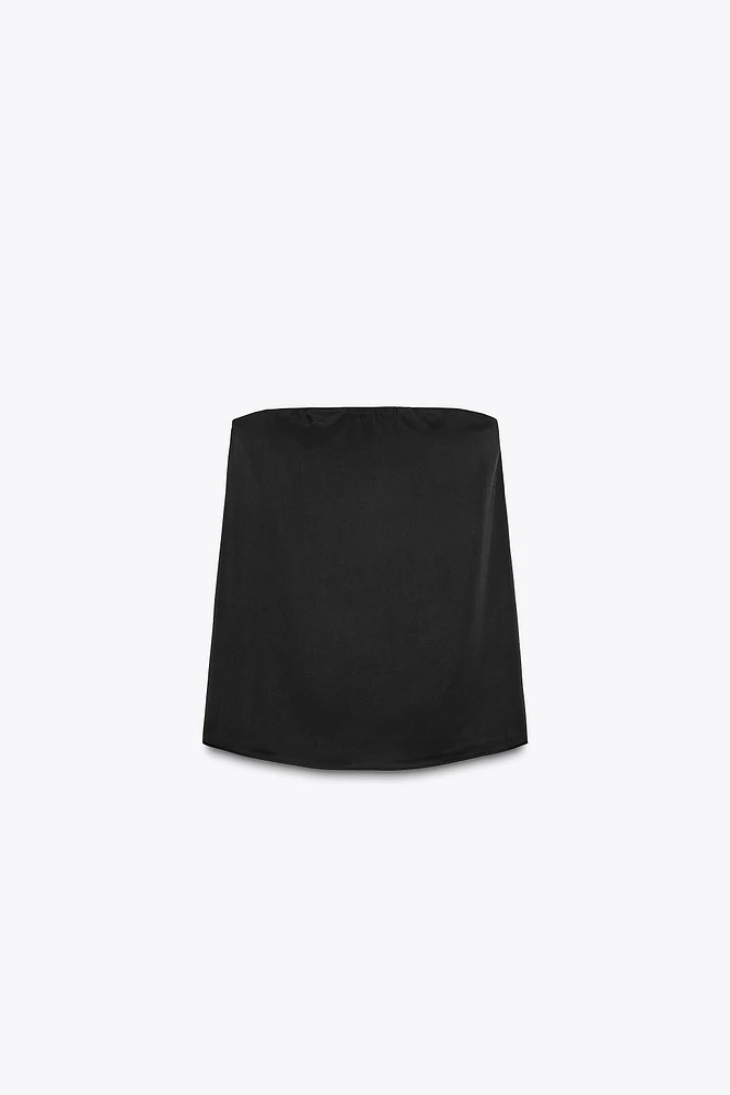 STRAPLESS SATIN EFFECT TOP