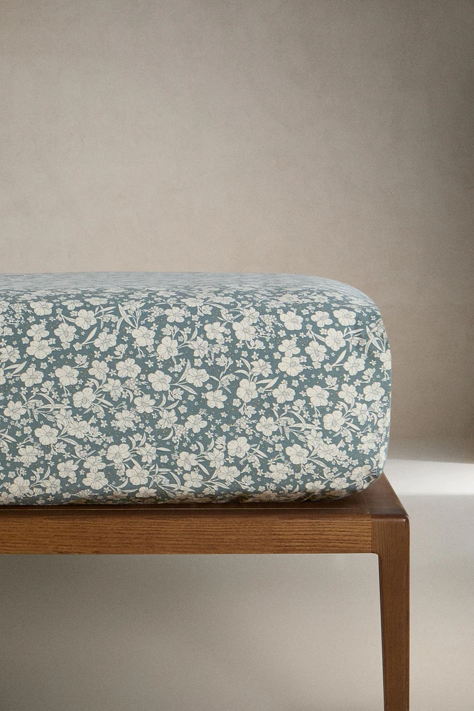 DRAP-HOUSSE ENFANT FLEURS TROPICALES