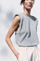 WASHED EFFECT T-SHIRT WITH SHOULDER PADS