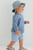 CHEMISE EN JEAN FLUIDE À COL TUNISIEN