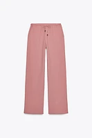WRINKLE EFFECT WIDE LEG PANTS