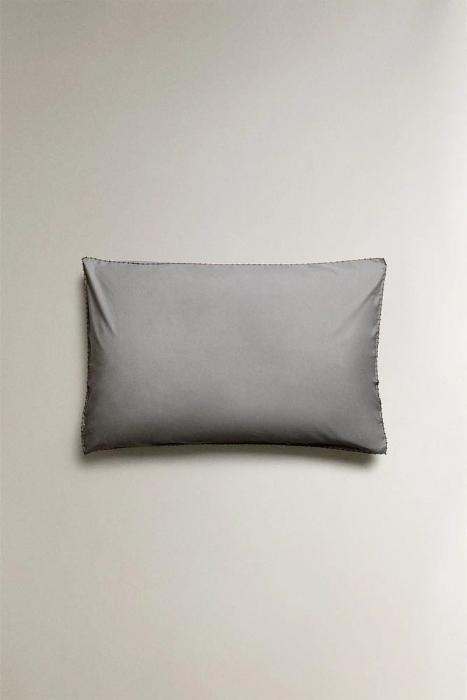 CHILDREN'S EMBROIDERED PILLOWCASE WITH TRIM DETAIL