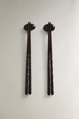 SET OF CHOPSTICKS AND WOODEN STAND