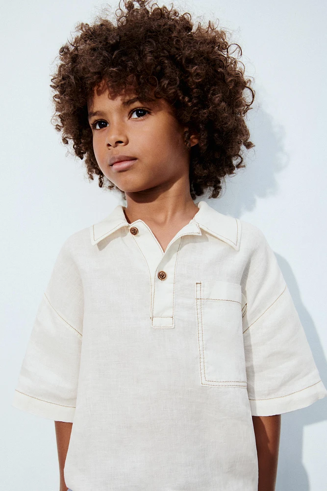 CHEMISE CONTRASTE 100 % LIN
