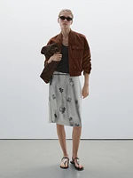 Printed skirt with tie waist