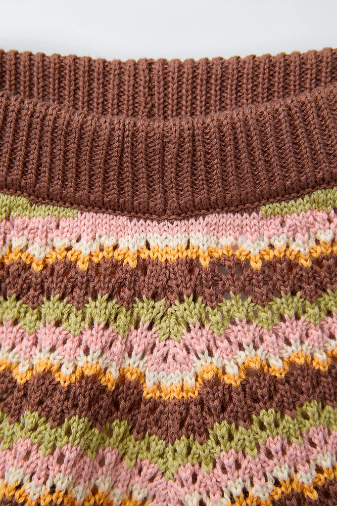 MULTICOLOR STRIPED KNIT SHORTS