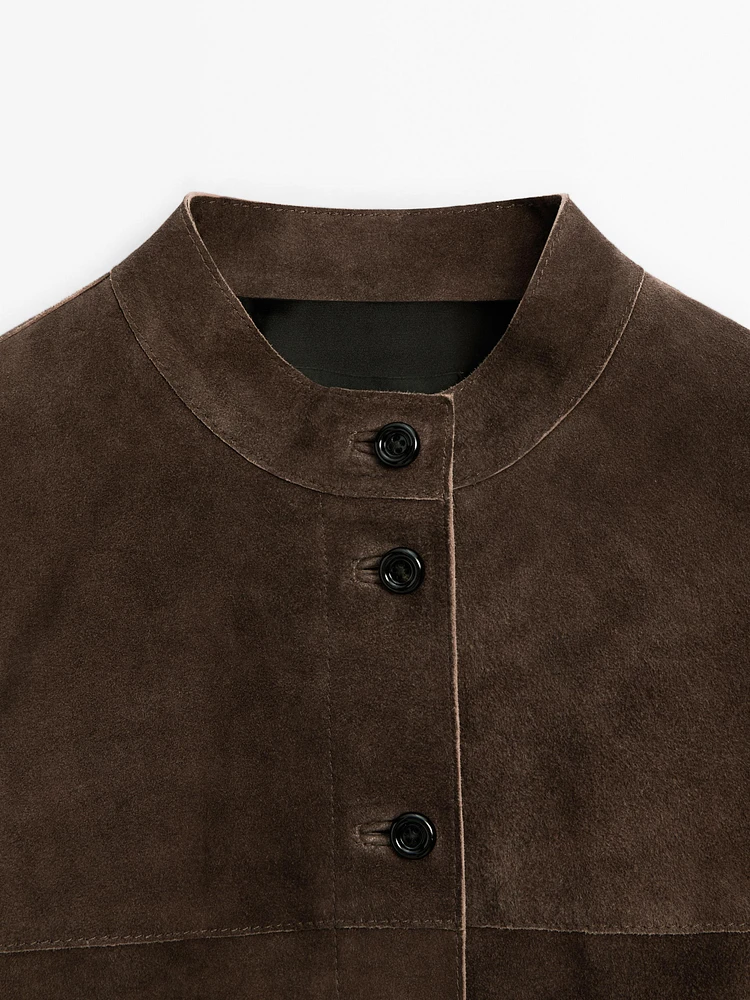 Short suede leather shirt
