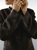 Linen blend high neck blazer